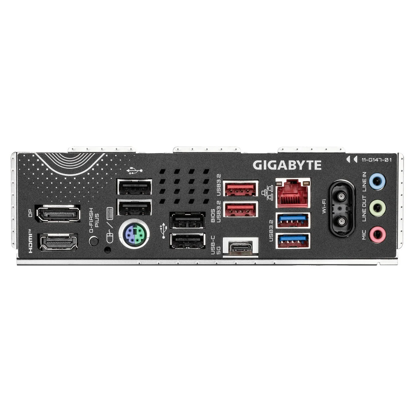 GIGABYTE B650E EAGLE WIFI6Eの背面I/Oパネル