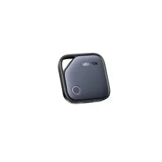 UGREEN製の黒いスマートトラッカーです。四角い形状で、上部にはストラップ用の穴があり、中央にはUGREENのロゴ、下部にはボタンのような丸いデザインがあります。鍵や貴重品の紛失防止に役立つデバイスです。