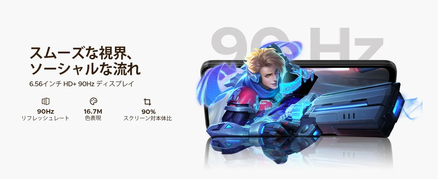 6.56インチ 90Hzディスプレイ