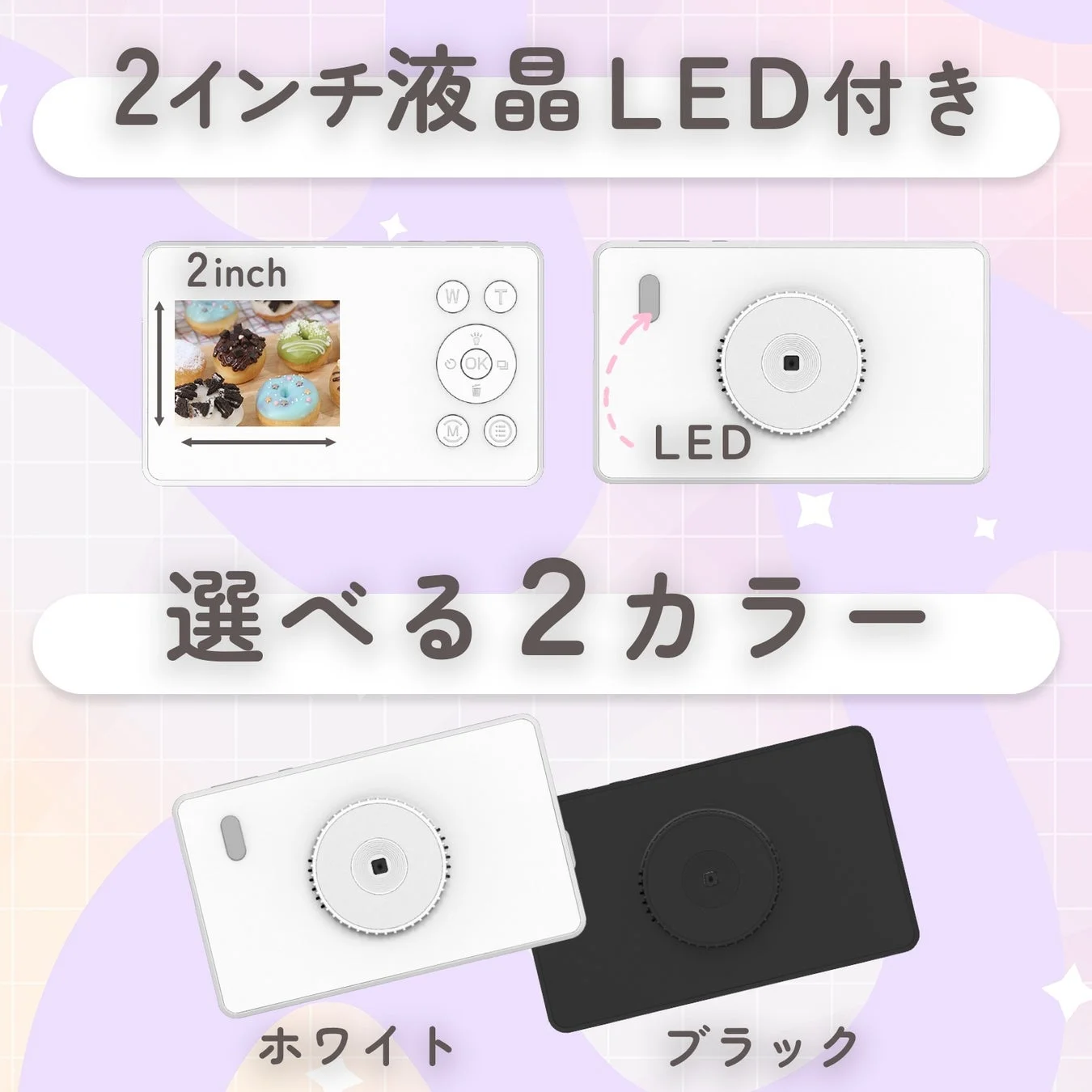 2インチ液晶とLED付き