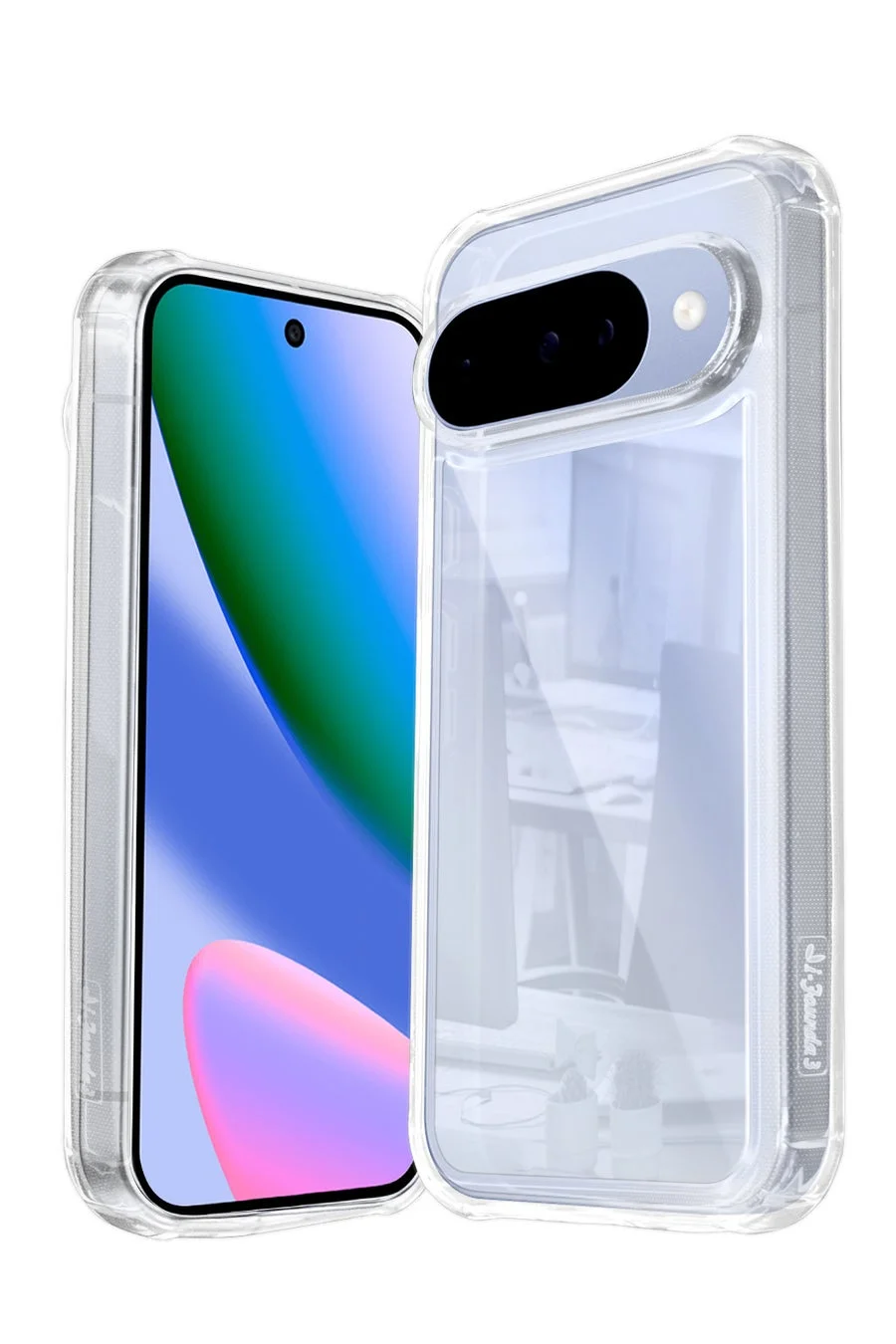 透明なスマートフォンケースを装着したスマートフォン