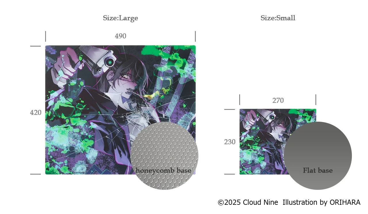 ORIHARA氏コラボマウスパッドのサイズと裏面デザイン