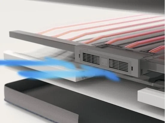 内部の熱交換システムと空気の流れ