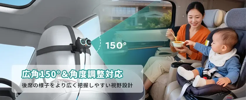 150° 広角150°&角度調整対応