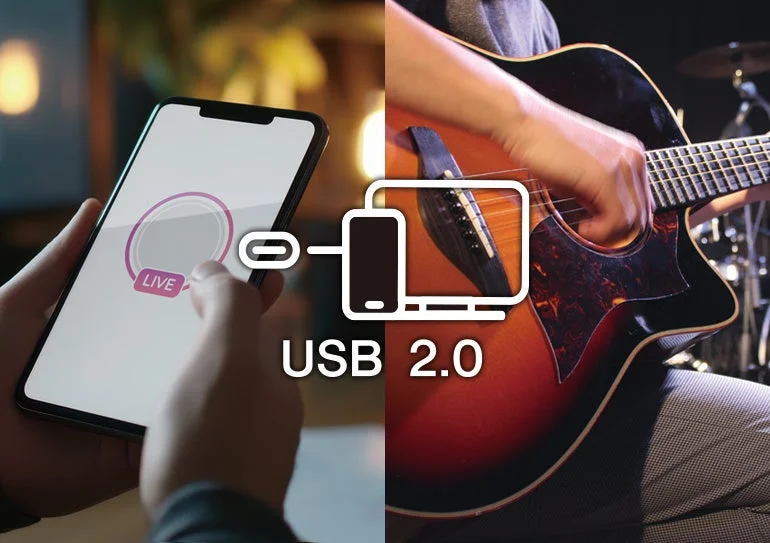 USB/Bluetooth接続でライブ配信や演奏イメージ