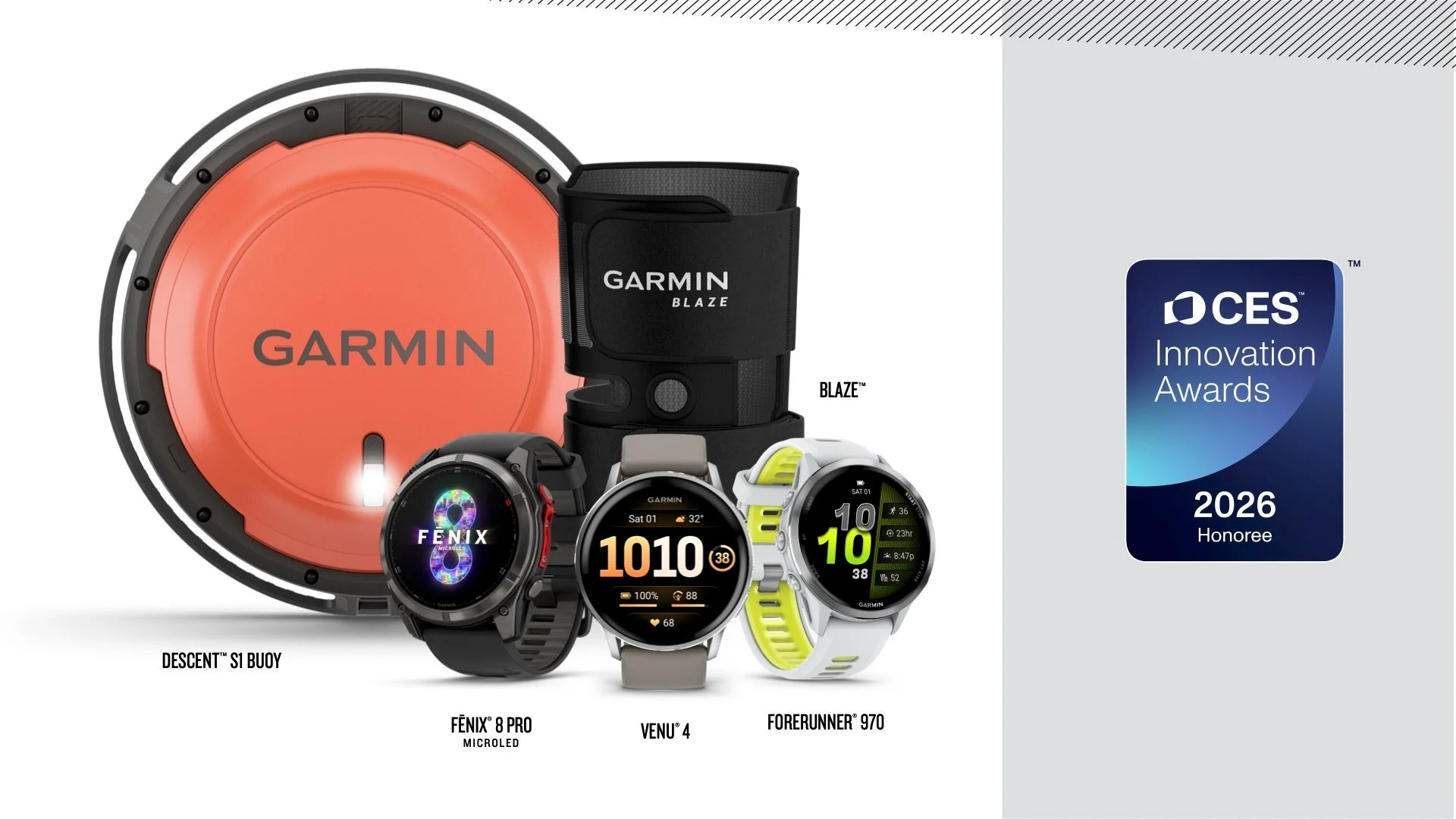 Garminの受賞製品が並んだ画像