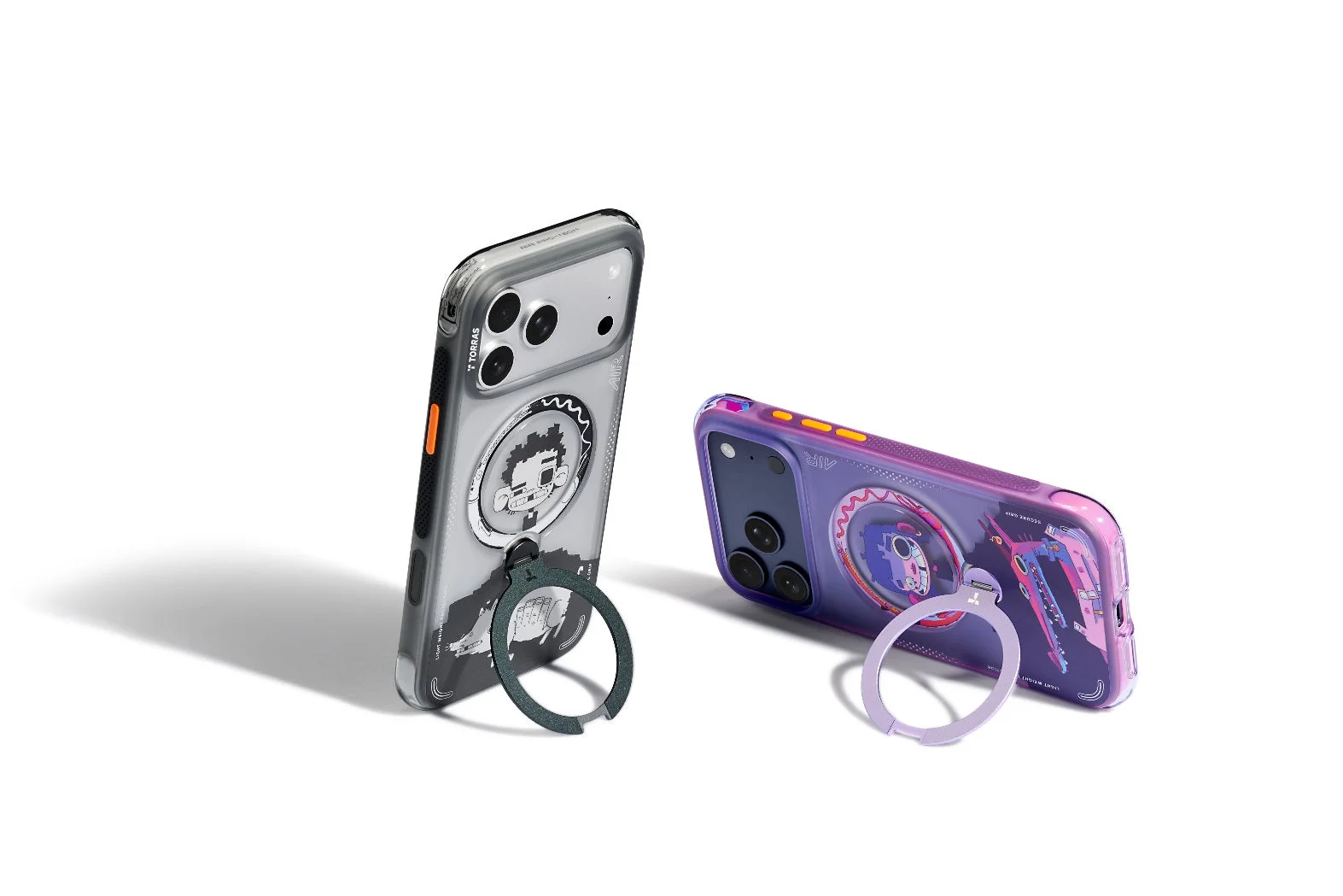 キャラクターと宇宙船デザインの透明ケース