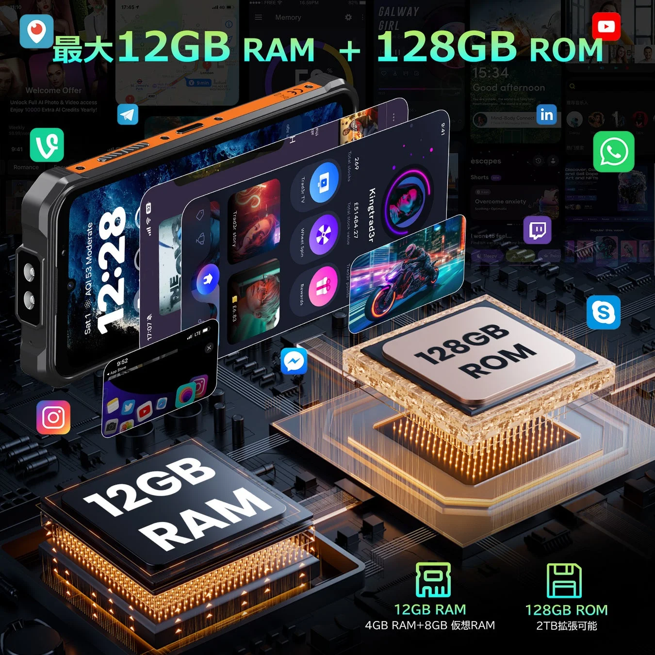 最大12GB RAM + 128GB ROM