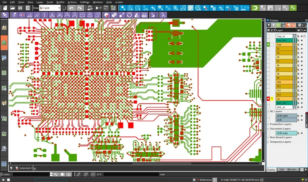 ケーエルエー・テンコールのPCB設計画面
