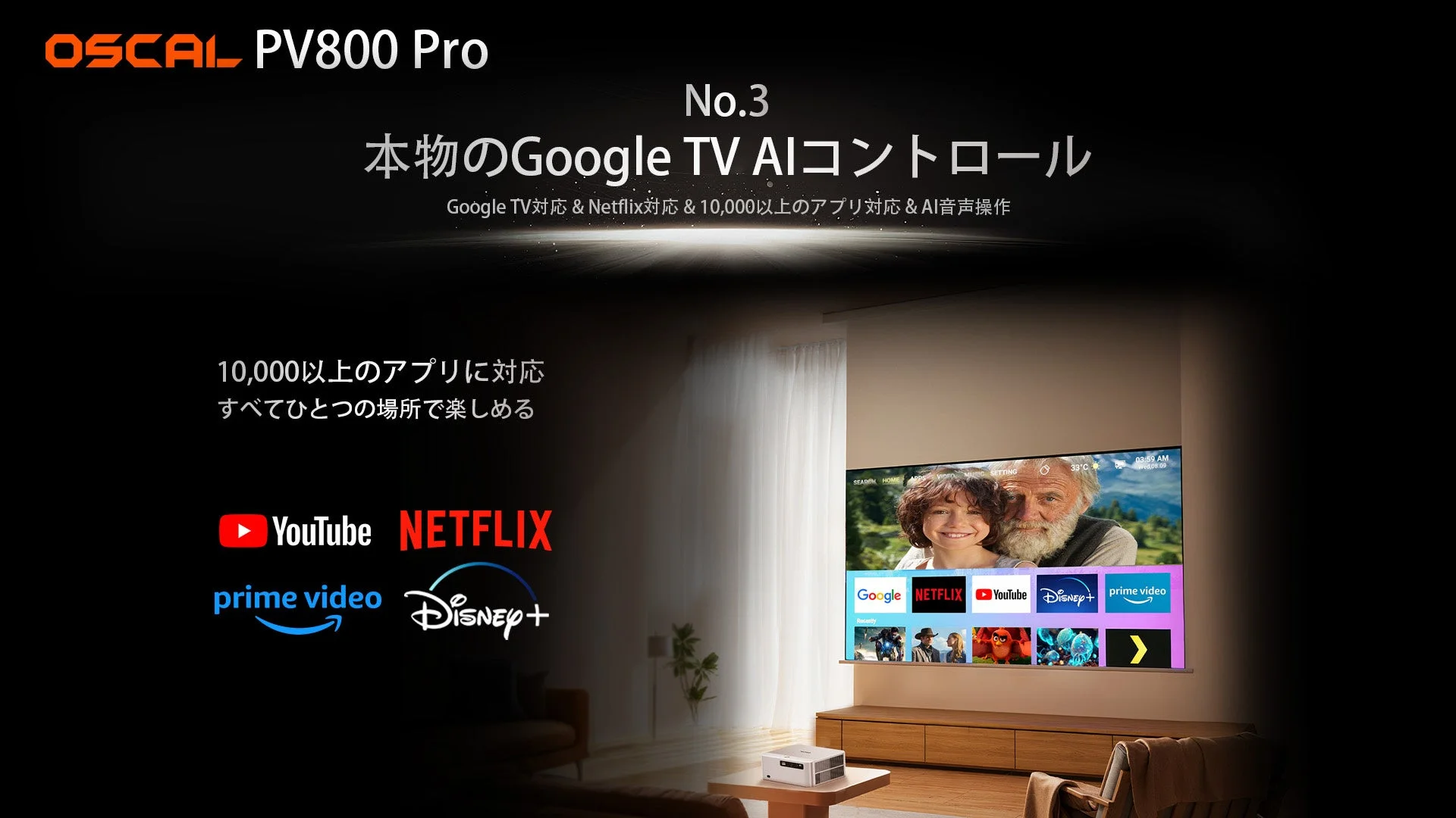 OSCAL PV800 ProのGoogle TVとAI音声操作