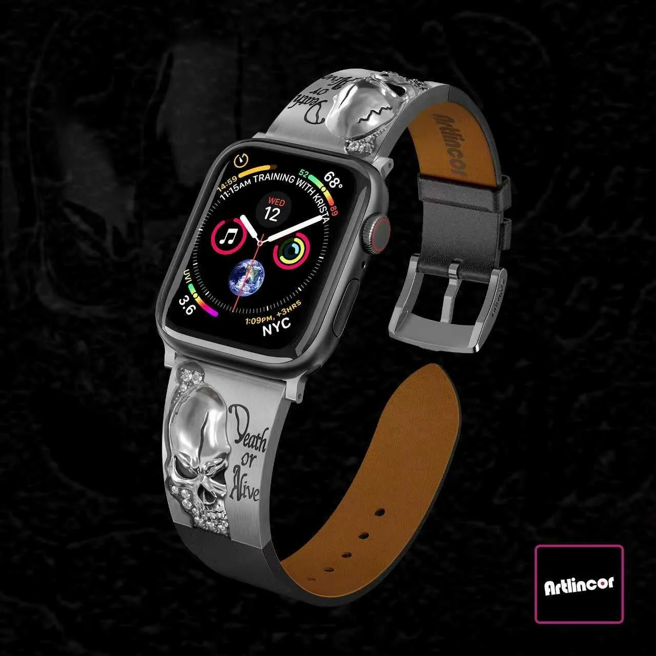 Apple Watchとスカルモチーフのバンド
