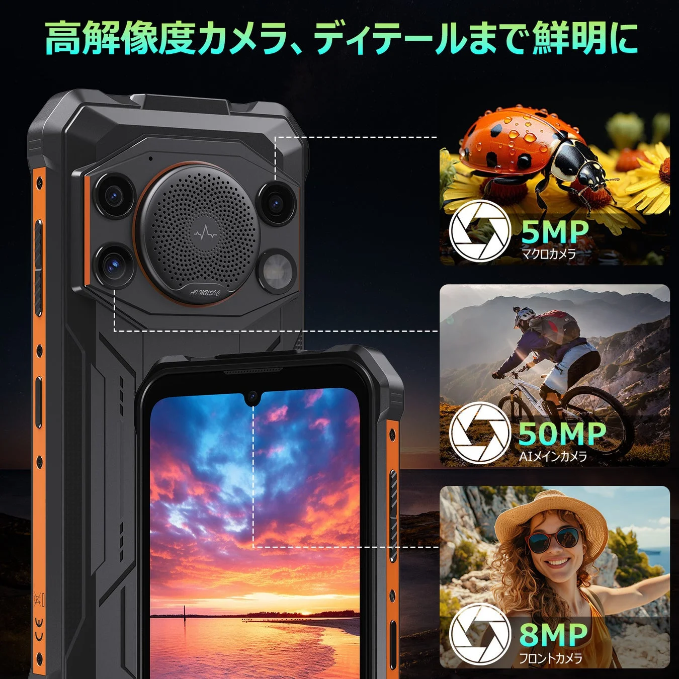 高解像度カメラ、ディテールまで鮮明に