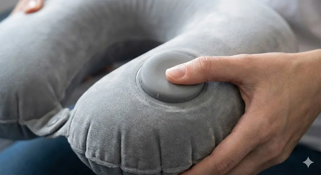 指でポンプを押す様子