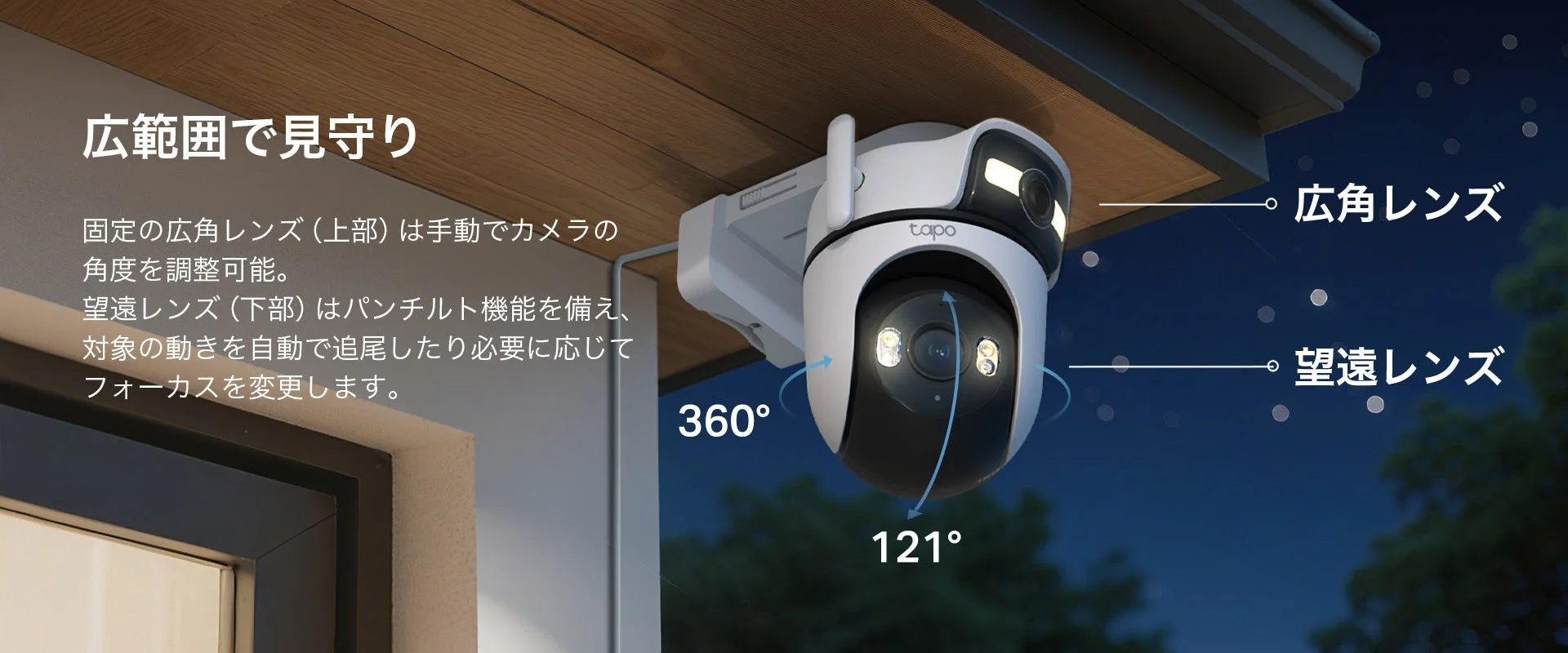 Tapo C545Dのデュアルレンズ機能