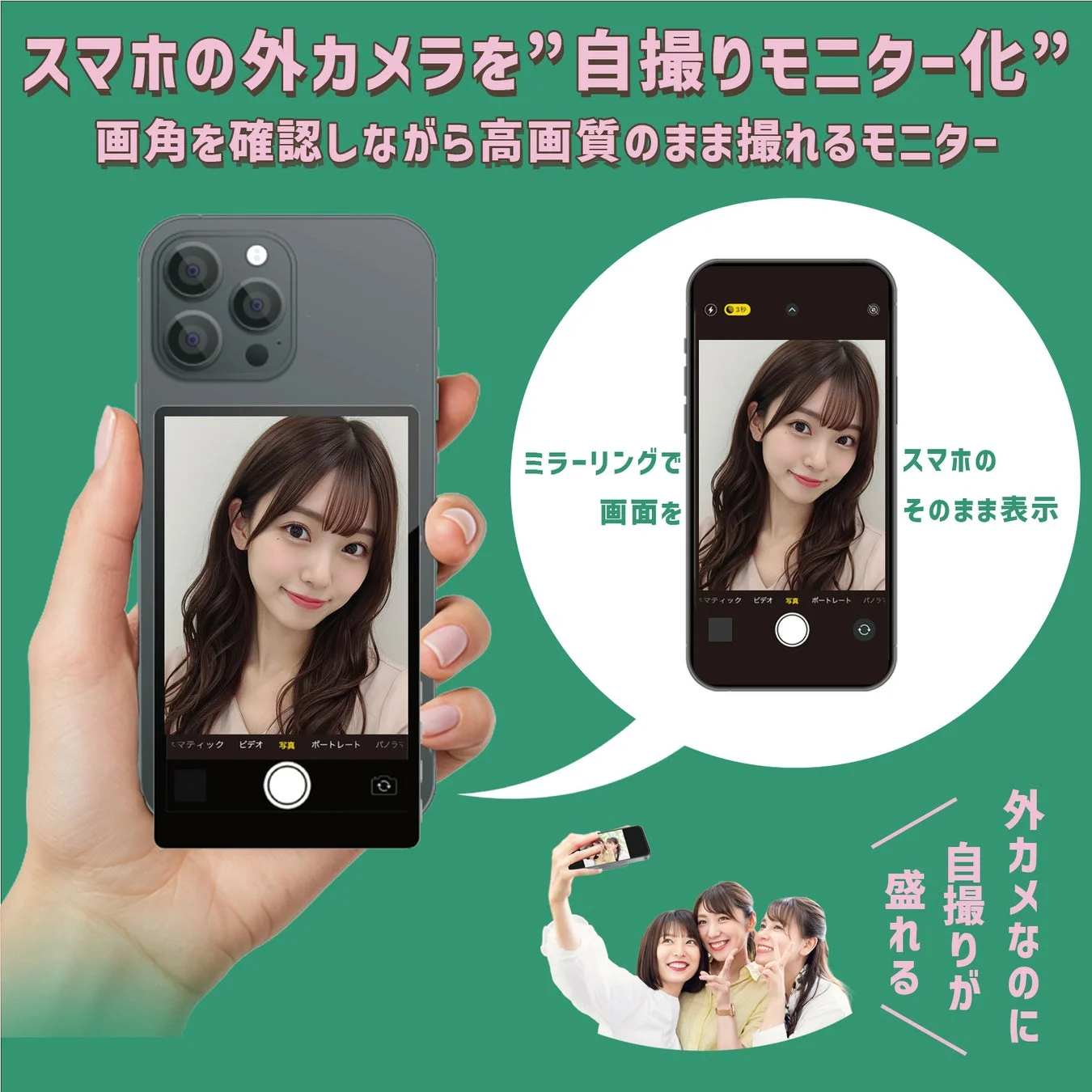 スマホの外カメラを”自撮りモニター化”