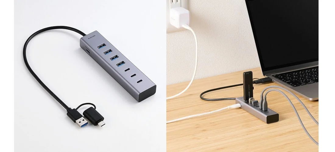 USBハブとPCの接続例