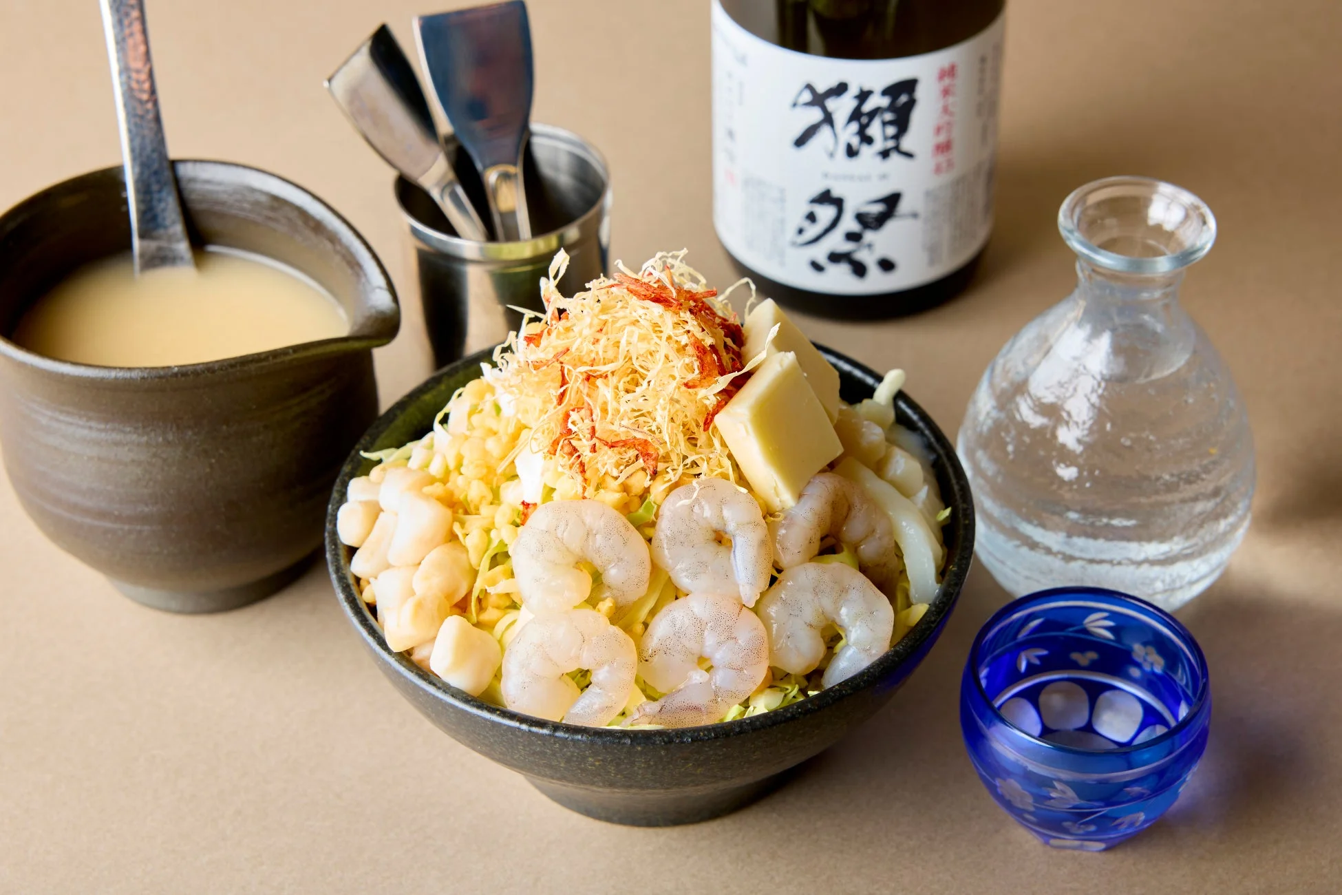 獺祭×海鮮塩バターもんじゃ