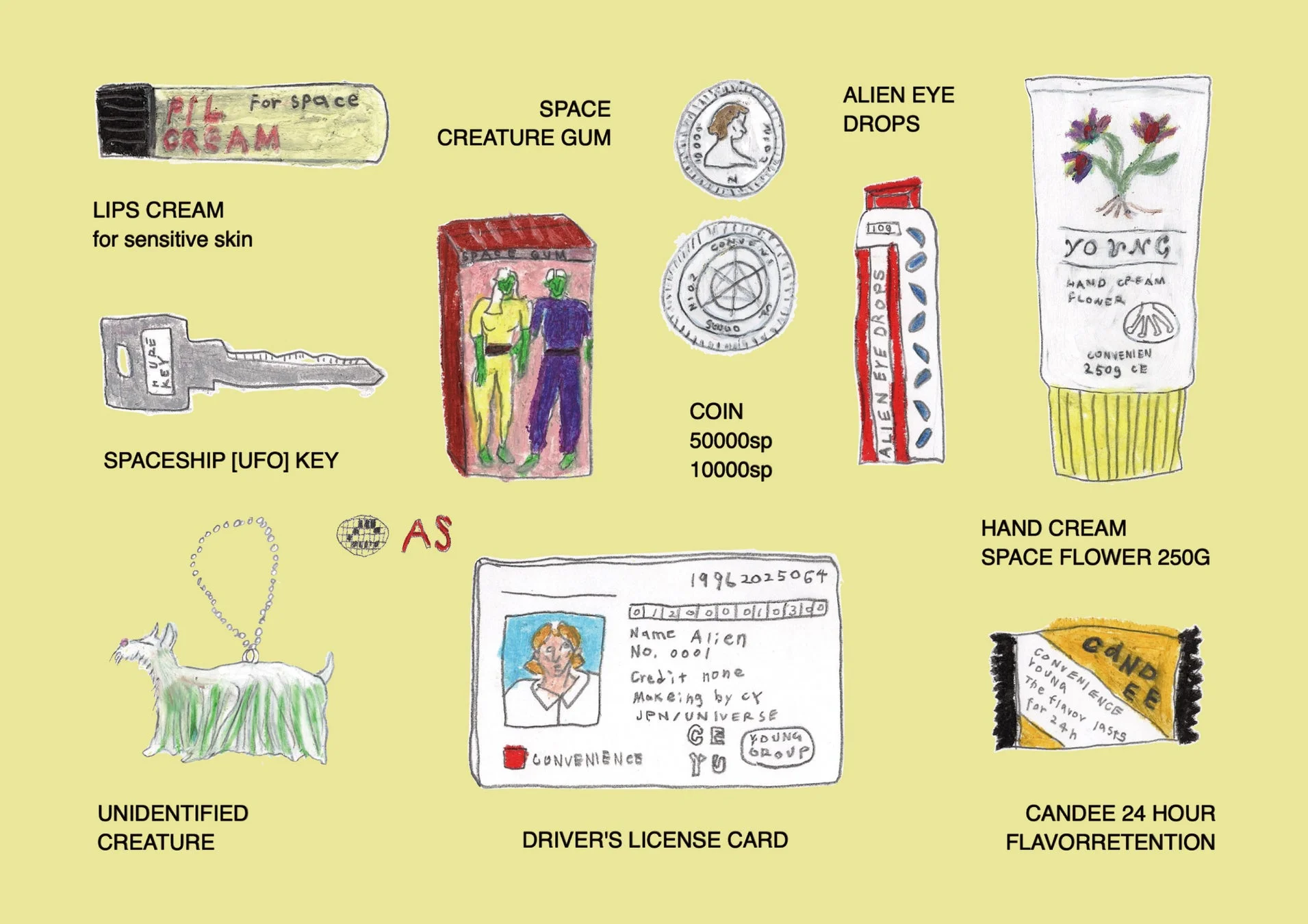 SFテーマのユーモラスな日用品イラスト集