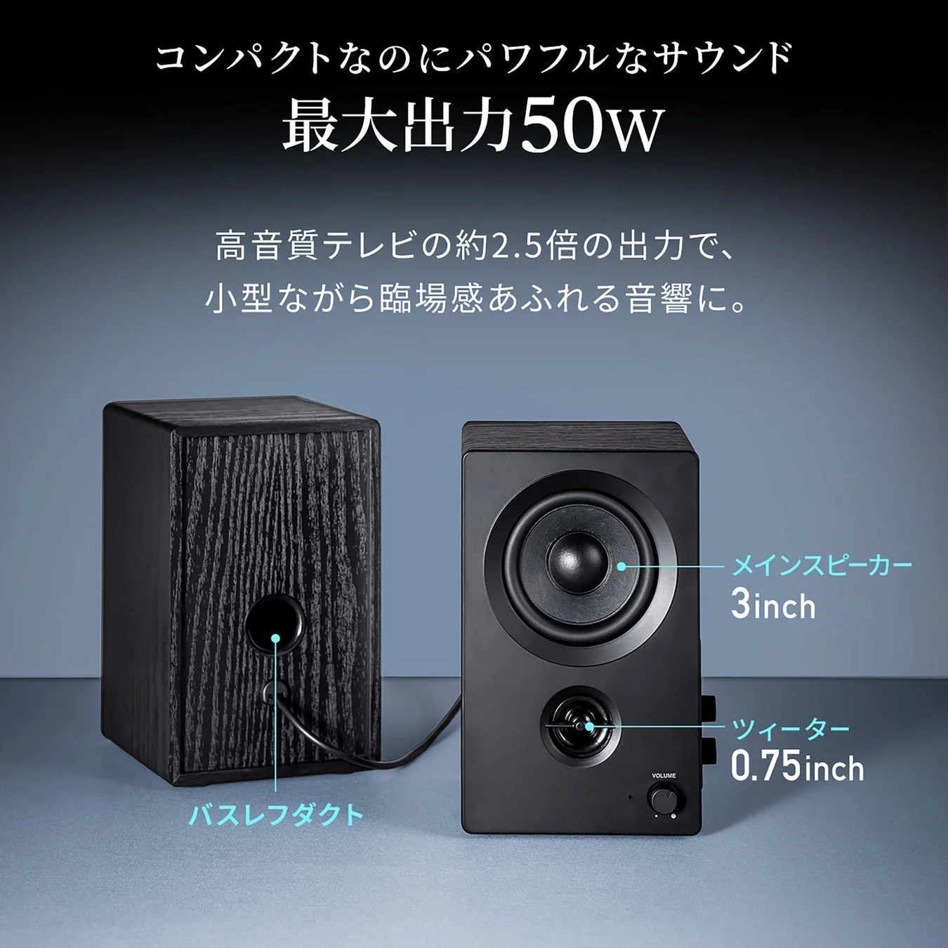 最大出力50Wのコンパクトスピーカー