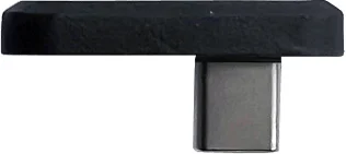 L字型に曲がった黒い電子部品またはコネクタ