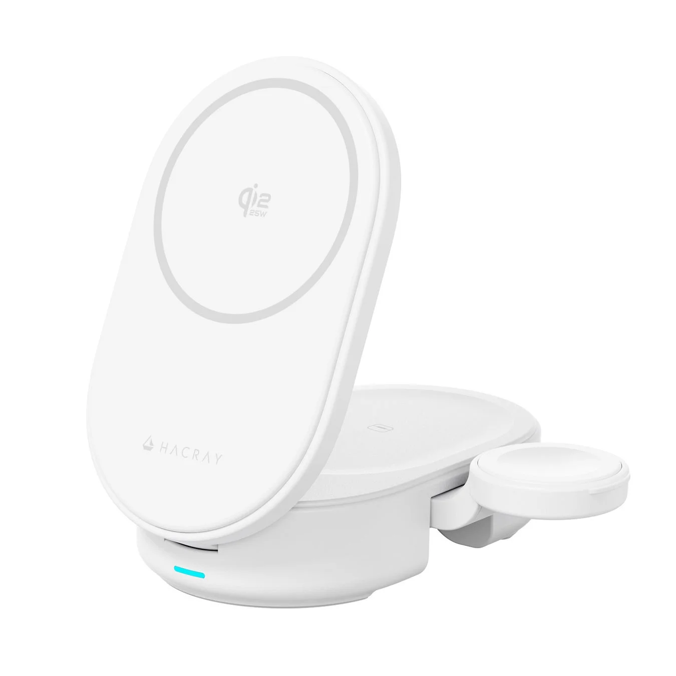 HACRAY Qi2 25W 白いマルチデバイスワイヤレス充電器