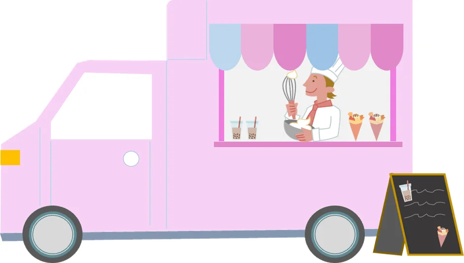 ピンク色のフードトラック