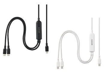 エレコム製の黒と白のUSBケーブル