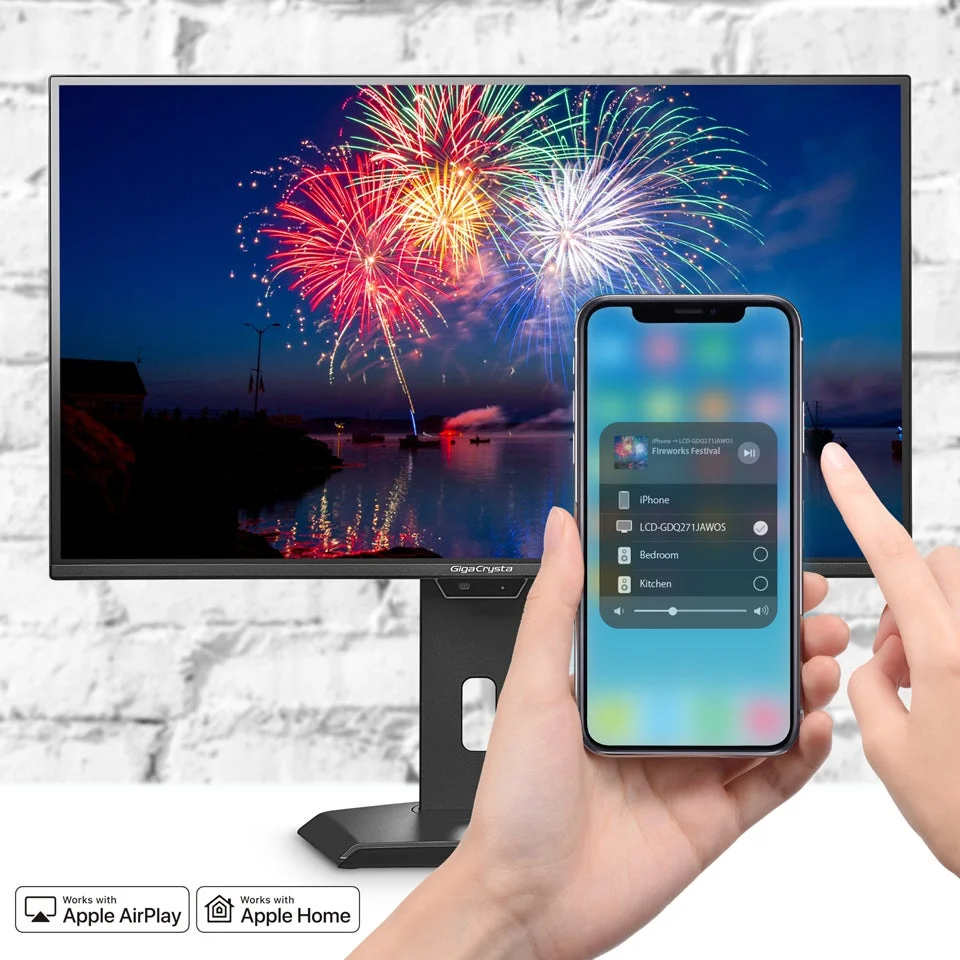 iPhoneからAirPlayでGigaCrystaモニターに花火の映像を表示