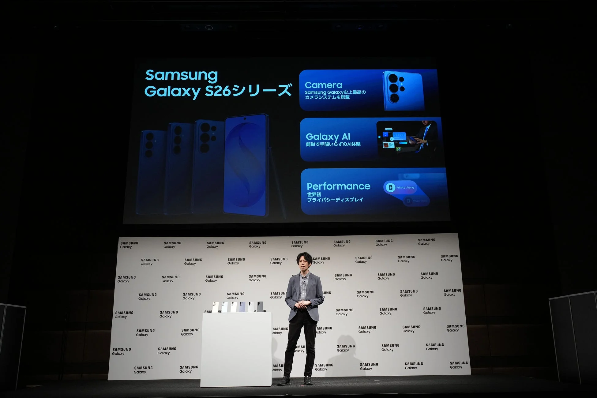 Galaxy S26シリーズの主要機能を紹介するスクリーン