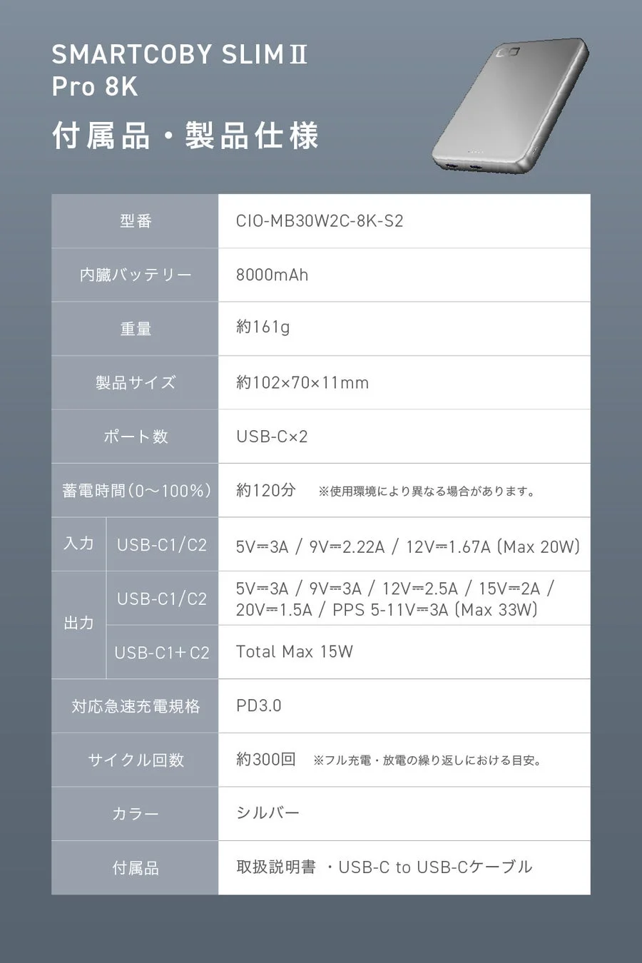 SMARTCOBY SLIMⅡ Pro8K詳細仕様