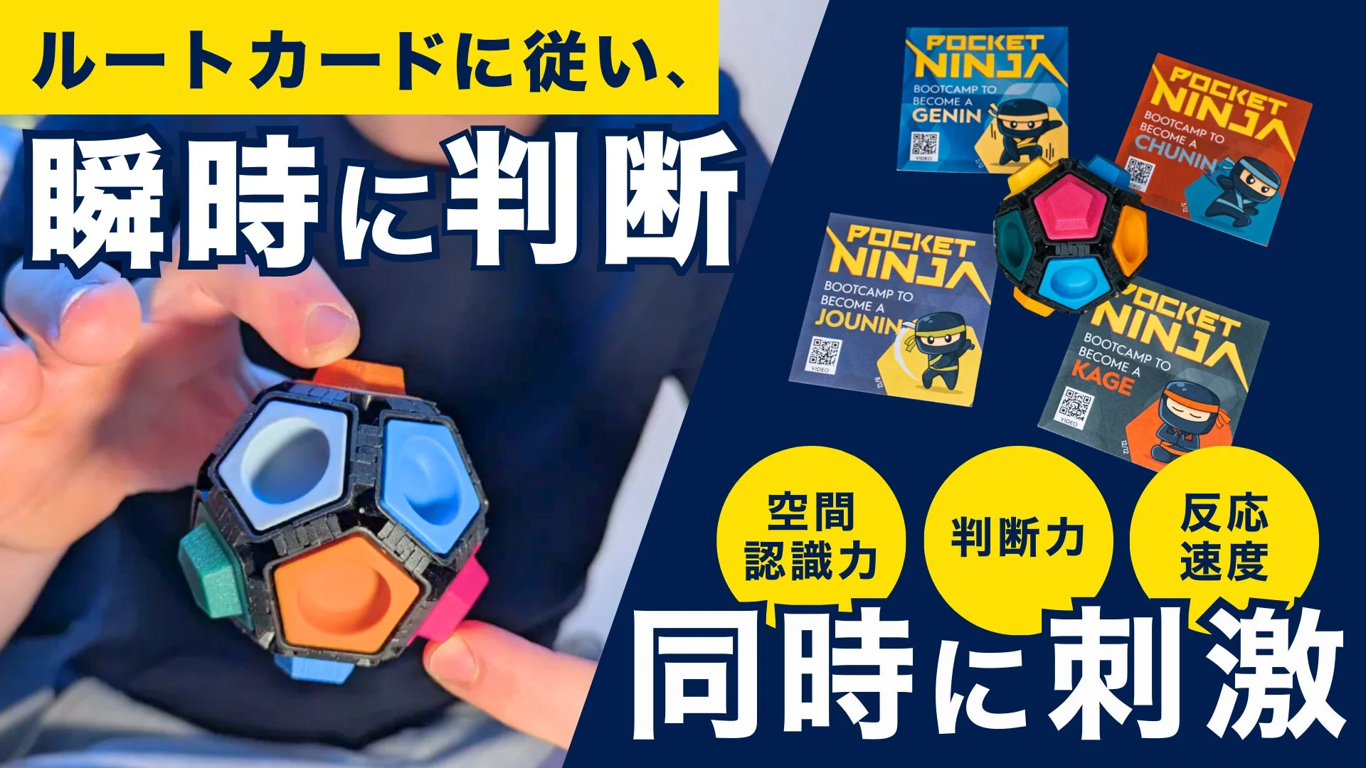 多色な立体パズルとルートカード