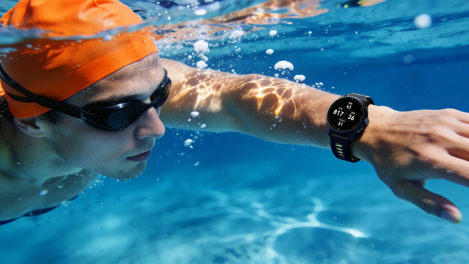 水中で泳ぐ男性