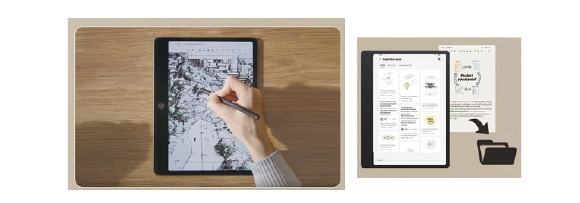 タブレットとデジタルペン、ドキュメント管理の画像