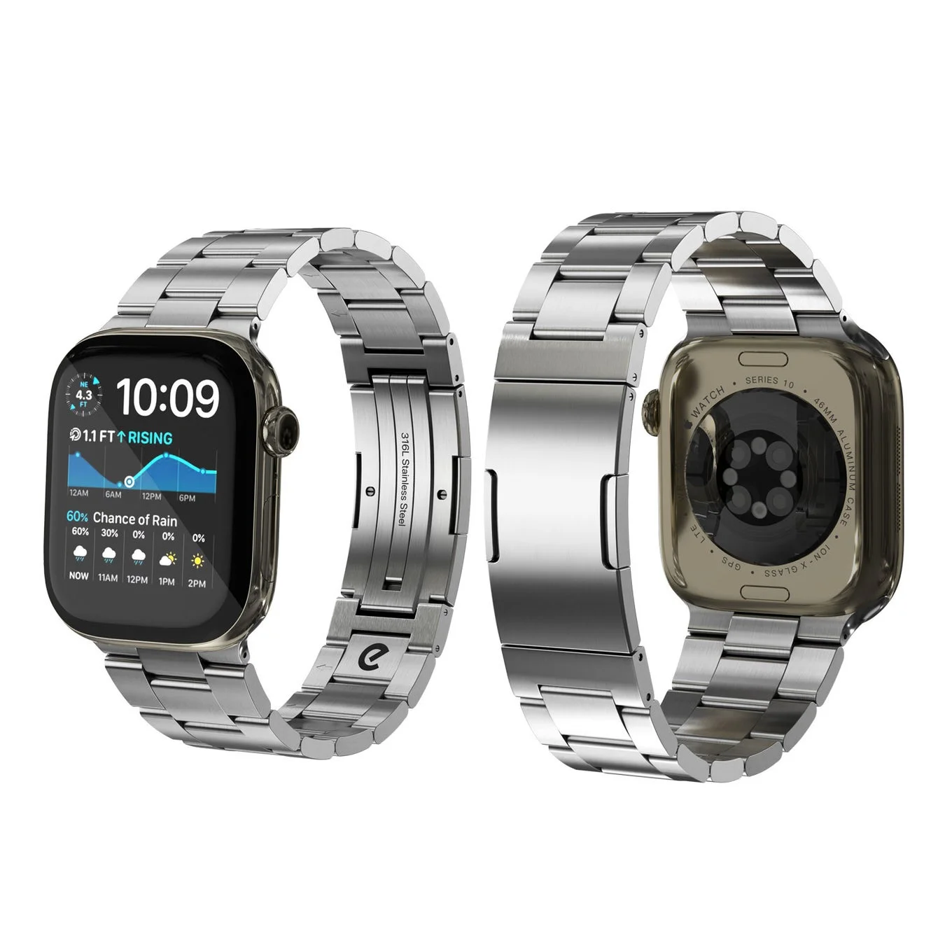 Apple Watch Series 10に装着されたSpectra プレミアムステンレスバンド