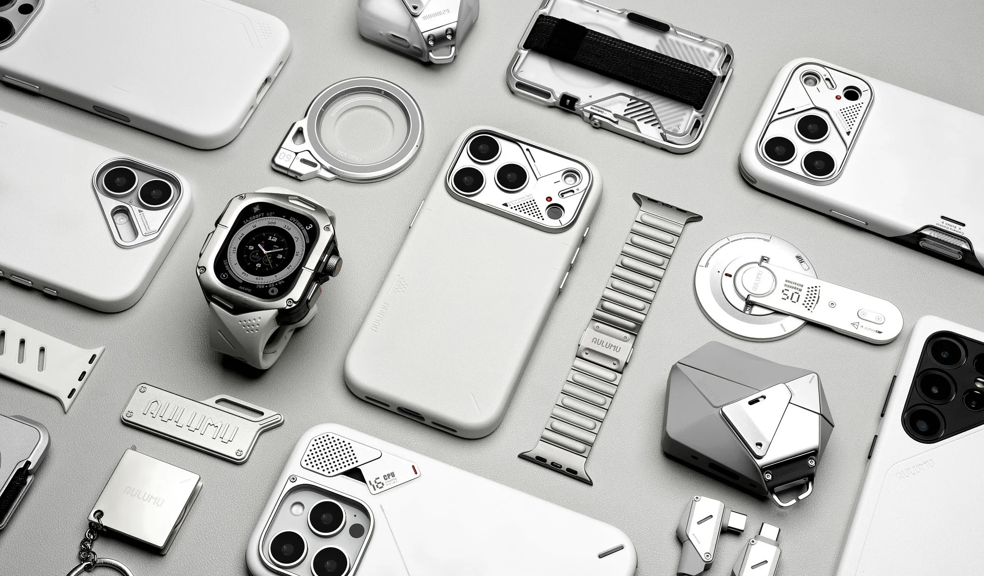 AULUMUブランドのスマートフォンケース、Apple Watchなど