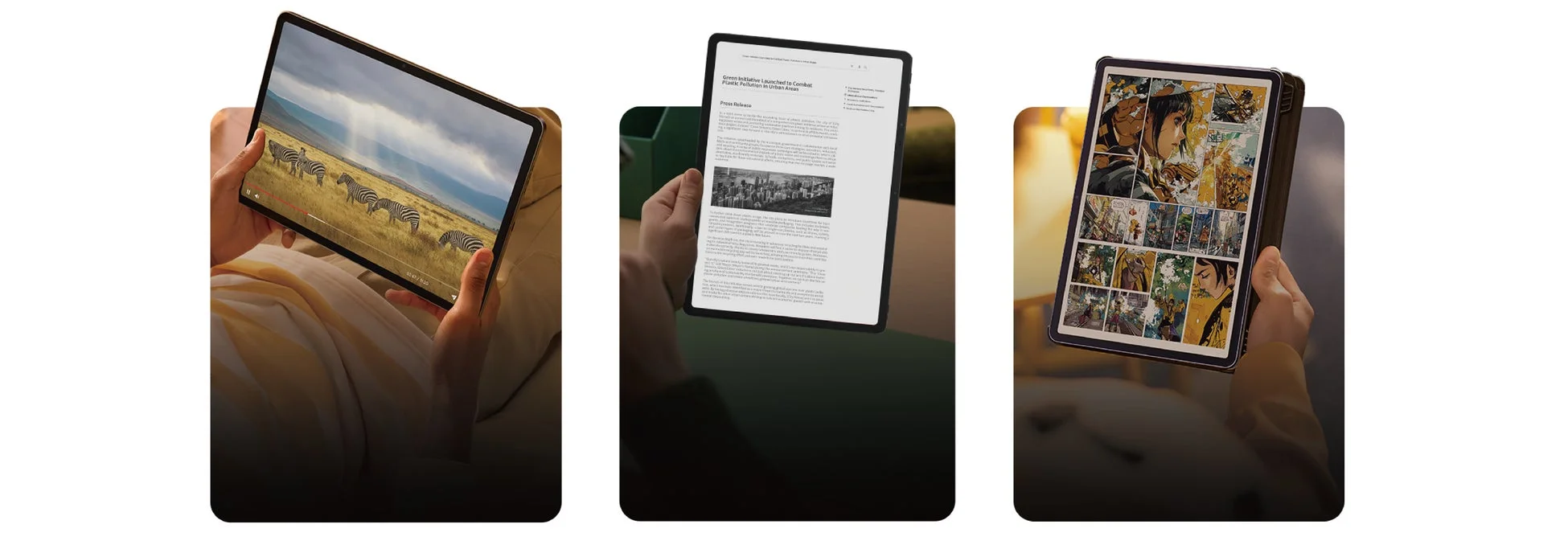 タブレットの多様な使い方を示す画像