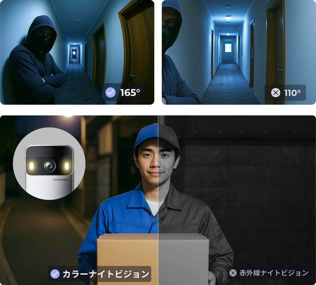 SwitchBot スマートテレビドアホン 夜間視認性