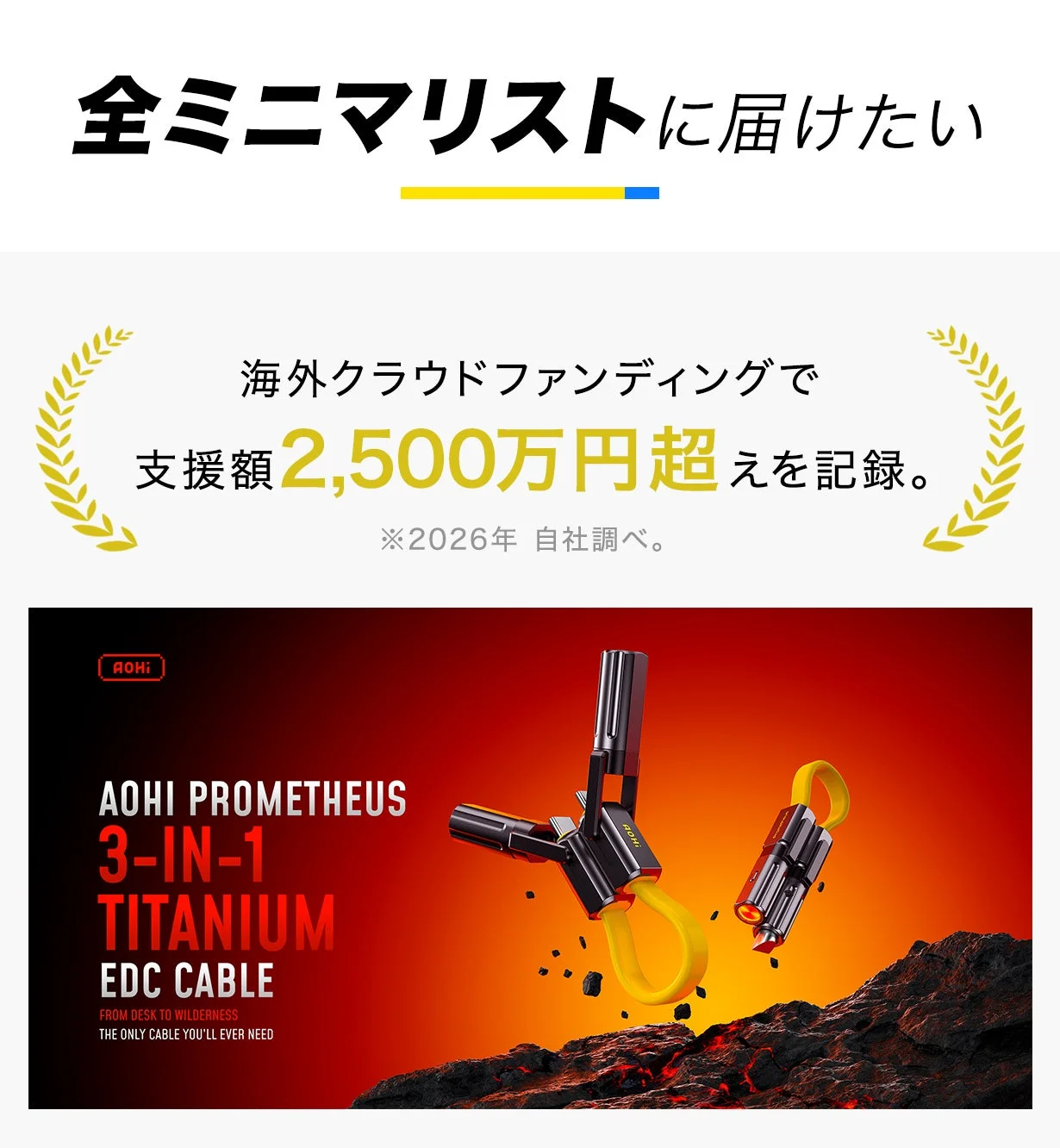 AOHI PROMETHEUS 3-IN-1 TITANIUM EDC CABLE