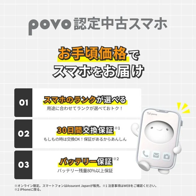 povo認定中古スマホの広告