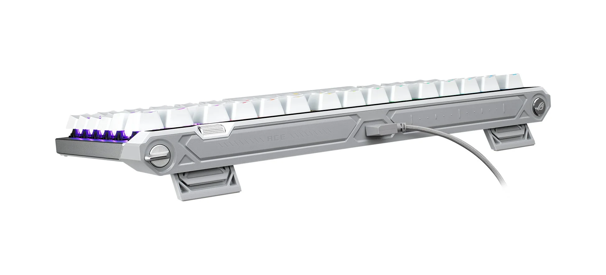 ホワイトモデルのROG Falchion Ace 75 HE Gaming Keyboard側面