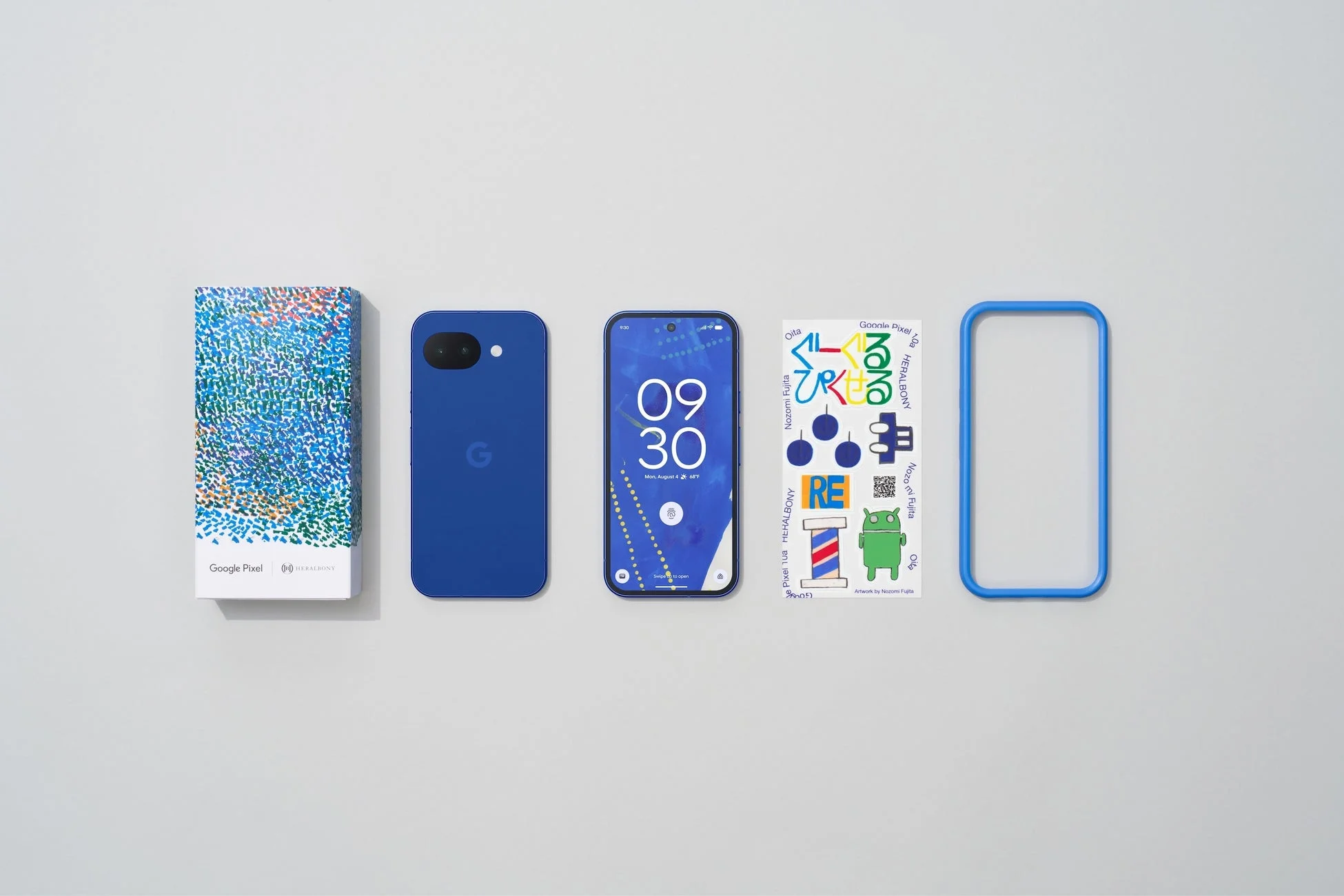 スマホ本体と箱、ステッカー