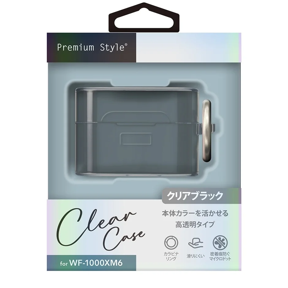 Premium Style® クリアブラック Clear Case for WF-1000XM6のパッケージ。