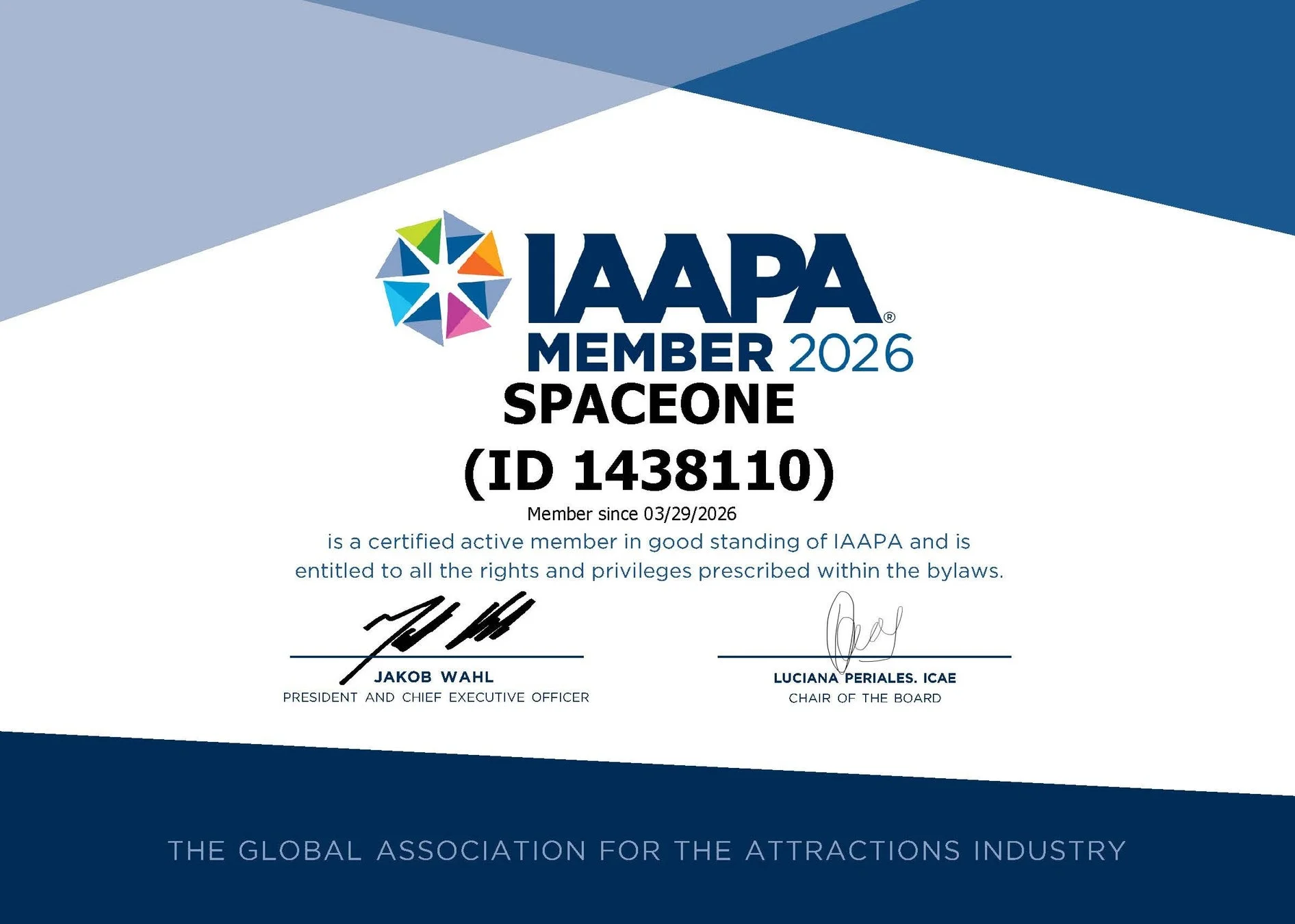 IAAPAの会員証明書