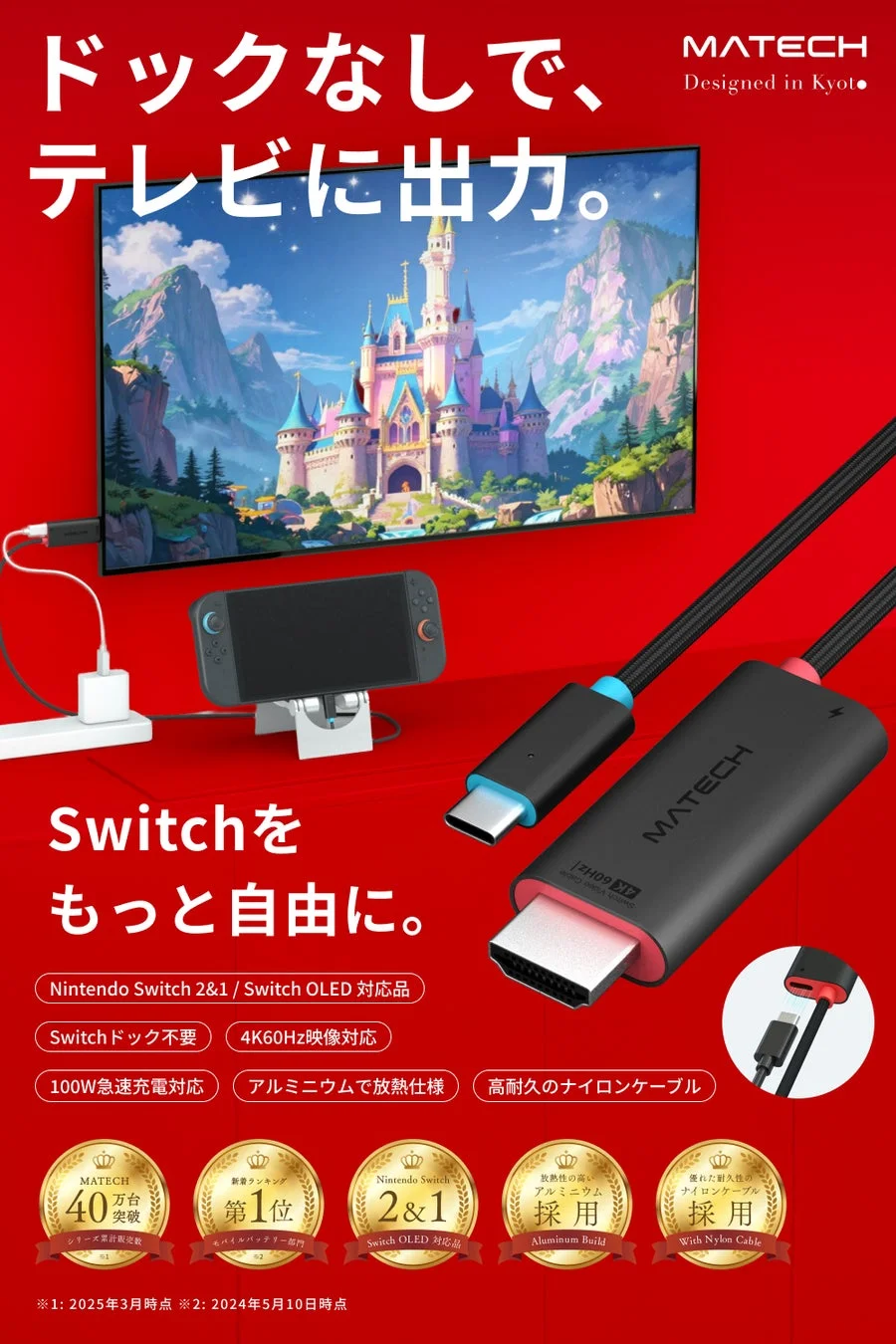 ドック不要で大画面