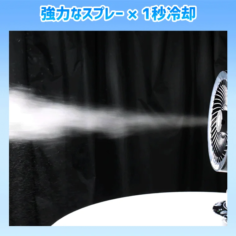 強力なスプレーが勢いよく噴射されている様子