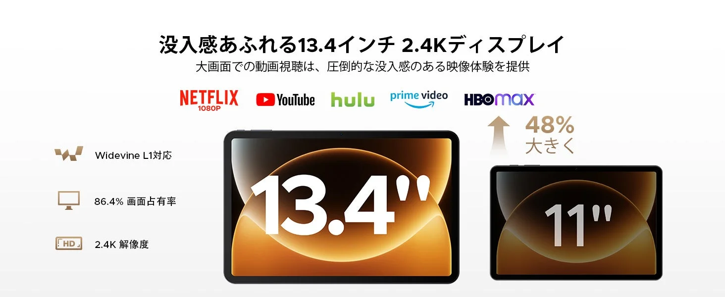 13.4インチ2.4Kディスプレイ
