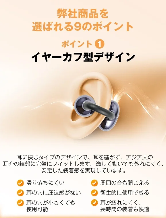 耳にフィットする構造