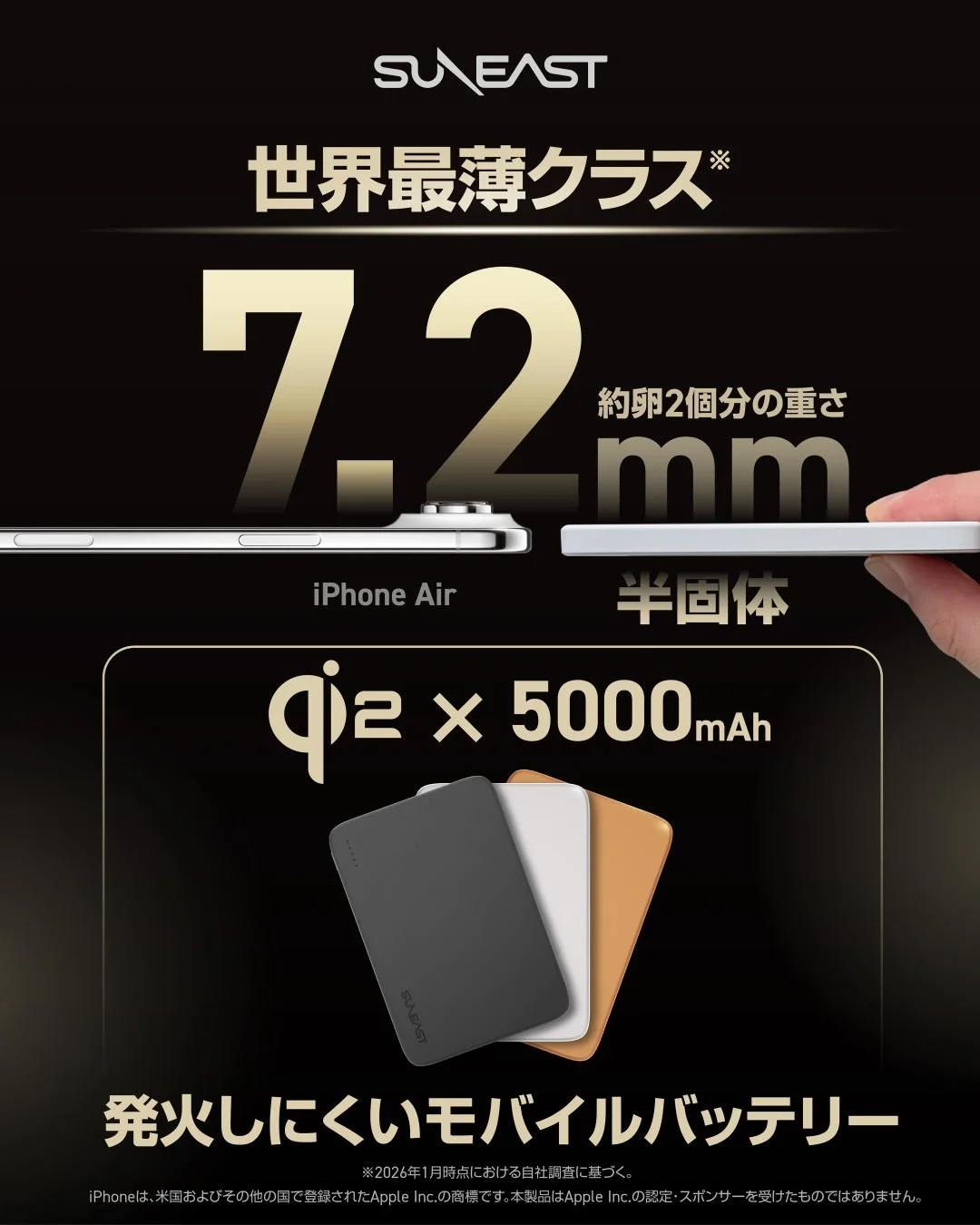SUNEAST 半固体モバイルバッテリー Power Bank SSA5K