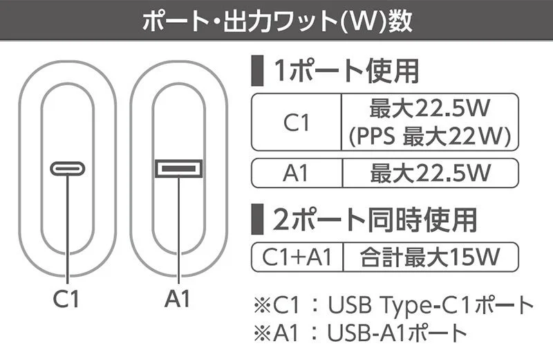 DE-C90L-10000シリーズのポートと出力ワット数