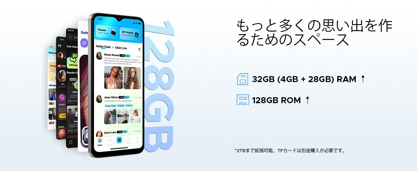 32GB RAMと128GB ROM、拡張性